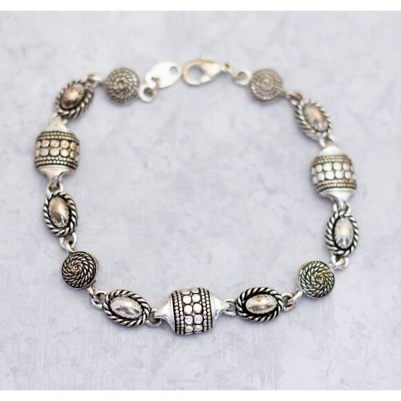 8 1/2 inch, Vintage Silver Tone Mid Century Baroque Bracelet by Avon - C9 - Picture 1 of 3